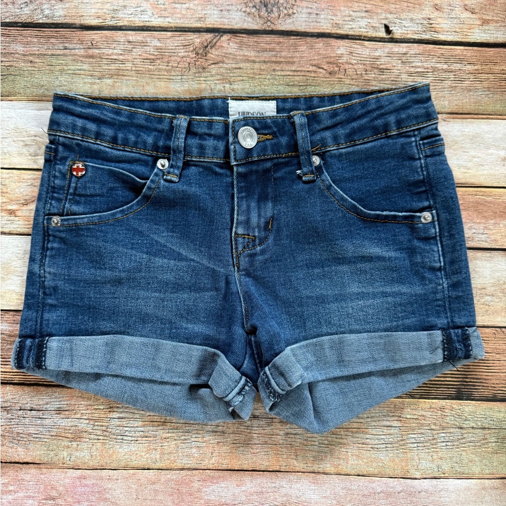Hudson Jeans Girls Dark Blue Rolled Cuff Denim Shorts